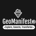 Logo Geo Manifesto. Uma estrutura geológica do planeta no centro, representando as forças internas e externas do planeta.