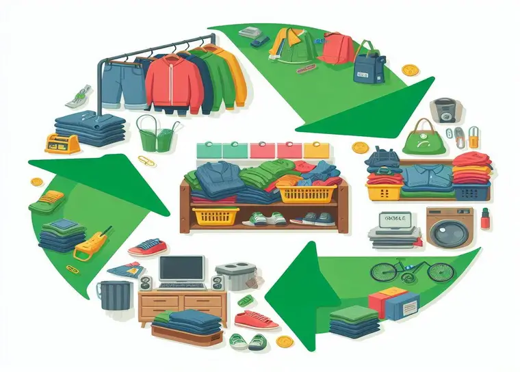 Economia circular - imagem que mostra o ciclo de reciclagem de moda.