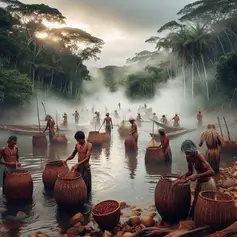 A imagem representa a identidade e biodiversidade da Amazônia, e é um apelo a organização para mitigação das mudanças climáticas na Amazônia.